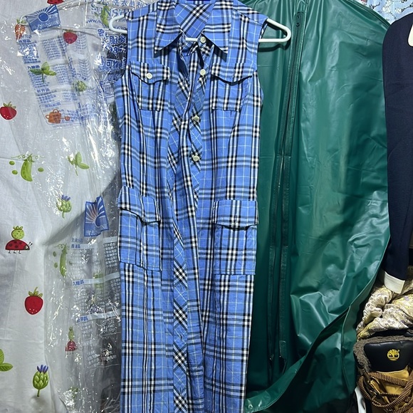 #032 Burberry blue dress size 38 about L37.5”  17” W 32” - Picture 3 of 6